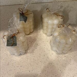Elegant White Bubble Pillar Candle Set
